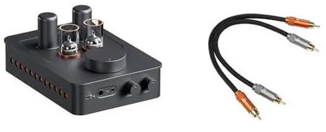 Main image of GR70 Tube Headphone Amp Preamp Mini HiFi Preamplifier for Home Audio and 2RCA to 2RCA Cable 0.9Ft(0.3m) for Home Theater Systems
