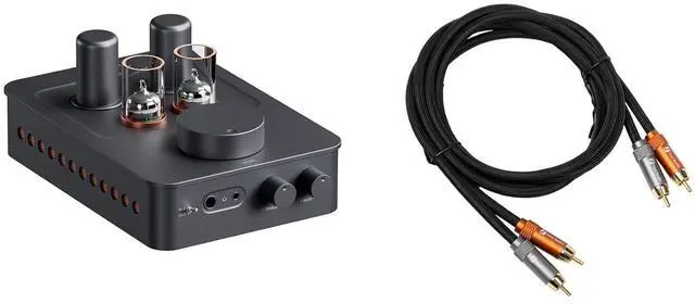 Main image of GR70 Tube Headphone Amp Preamp Mini HiFi Preamplifier for Home Audio and 2RCA to 2RCA Cable 3.9Ft(1.2m) for Home Theater Systems