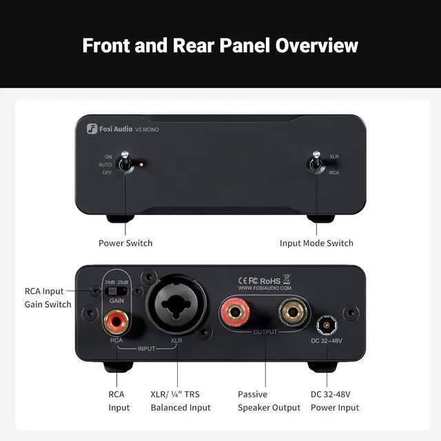 Alt view image 5 of 7 - Acrylic Amplifier Rack and V3 Mono Power Amplifier for Home Audio Speakers