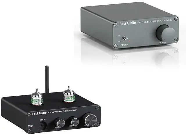 Main image of V1.0G 2 Channel Class D Mini Stereo Amplifier and Box X3 Bluetooth 5.0 Phono Preamp Turntable Preamplifier