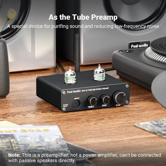 Alt view image 2 of 7 - V1.0G 2 Channel Class D Mini Stereo Amplifier and Box X3 Bluetooth 5.0 Phono Preamp Turntable Preamplifier
