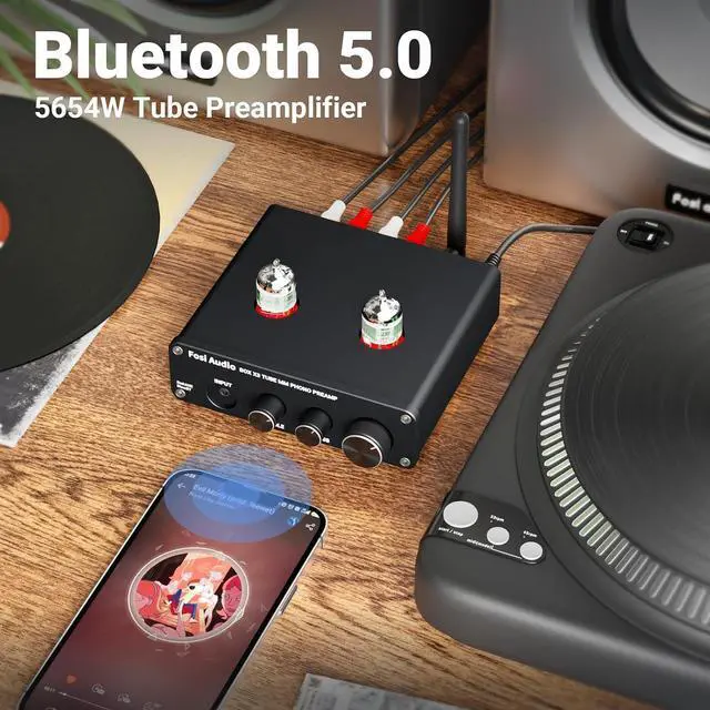 Alt view image 3 of 7 - V1.0G 2 Channel Class D Mini Stereo Amplifier and Box X3 Bluetooth 5.0 Phono Preamp Turntable Preamplifier