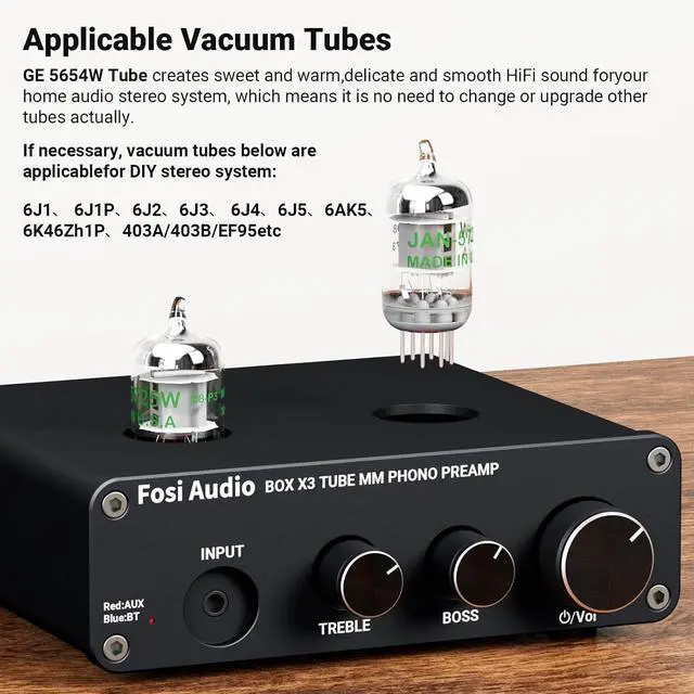 Alt view image 4 of 7 - V1.0G 2 Channel Class D Mini Stereo Amplifier and Box X3 Bluetooth 5.0 Phono Preamp Turntable Preamplifier