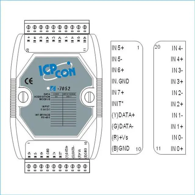 Main image of I-7052: 8-Channel Isolated Digital Input Data Acquisition Module with 16-bit Counters communicable Over RS-485