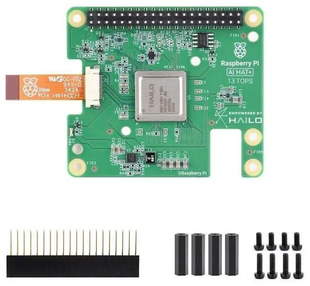 Main image of Official Raspbery Pi AI HAT+, Build-in 13 Tops Hailo-8 AI Accelerator to Quickly Build A Wide Range of AI-Powered Applications, High-Performance AI HAT Suitable for Raspbery Pi 5 (RPi AI HAT+ (13T))