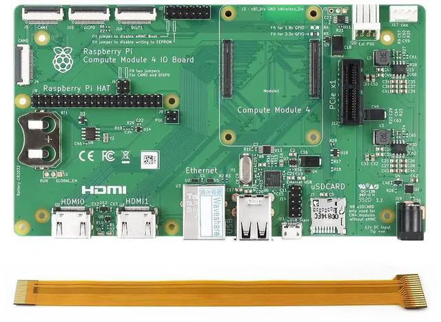 Main image of Waveshare Compute Module 4 IO Board Pack with RPi Zero V1.3 Camera Cable 15 CM (No WiFi) Compatible with Raspberry Pi Compute Module 4