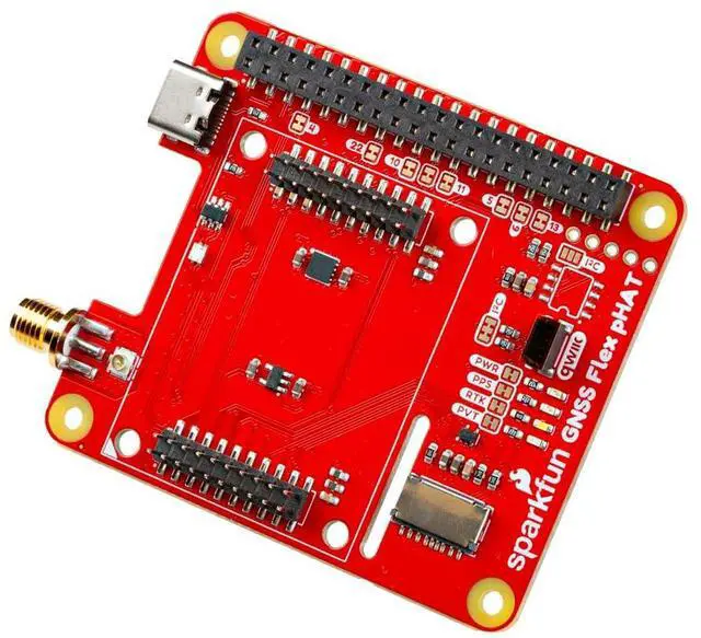 Main image of GNSS Flex pHAT - Raspberry Pi Carrier for SparkPNT GNSS Flex Modules - 40-Pin Socket - USB-C - microSD - Qwiic - U.FL/SMA Antenna Bridge - PPS/RTK/PVT LEDs