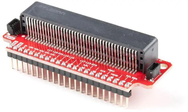 Main image of Qwiic Compatible with Micro:bit Breakout (with Headers)- Expands The Capabilities - Fits Edge Connector- Broken Out 21 GPIO pins to Mail headers- 2X Connectors