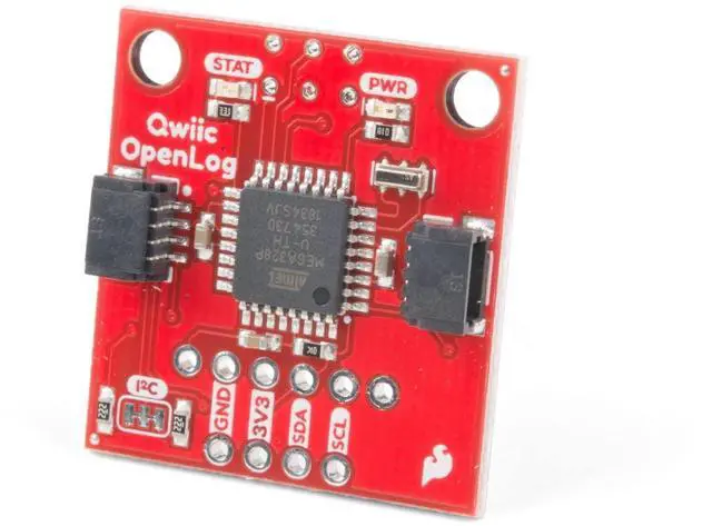 Main image of Qwiic OpenLog Open-Source datalogging Board Works Over I2C Supports microSD FAT16/32 Cards up to 32GB Configurable baud Rates up to 115200bps Preprogrammed ATmega328 with Optiboot bootloader