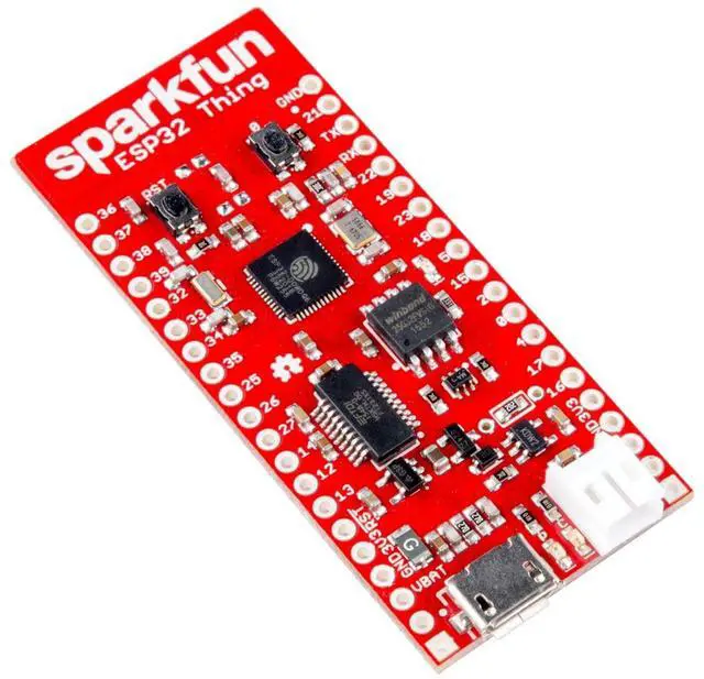Main image of ESP32 Thing Developement Board WiFi & microcontroller Compatible with Bluetooth for IoT & prototyping Projects w/Integrated LiPo Battery Charger 4MB Flash Memory 3 to 3.6V Operating Range