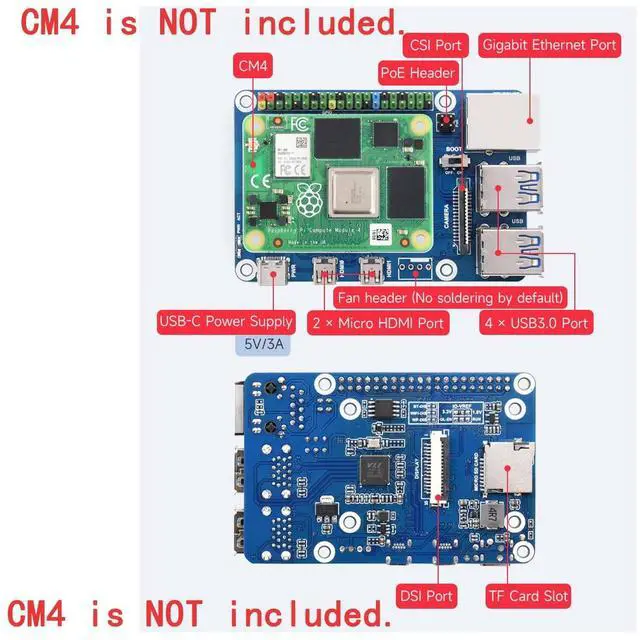 Alt view image 4 of 5 - CM4 IO Board to Pi4B PI4 4B Expansion Board for RasPi RPI Raspberry Pi Raspberry Pi Compute Module 4 Lite Emmc Projects Carrier Board Base Board Accessories 4GB 8GB 16GB RAM Starter Kit