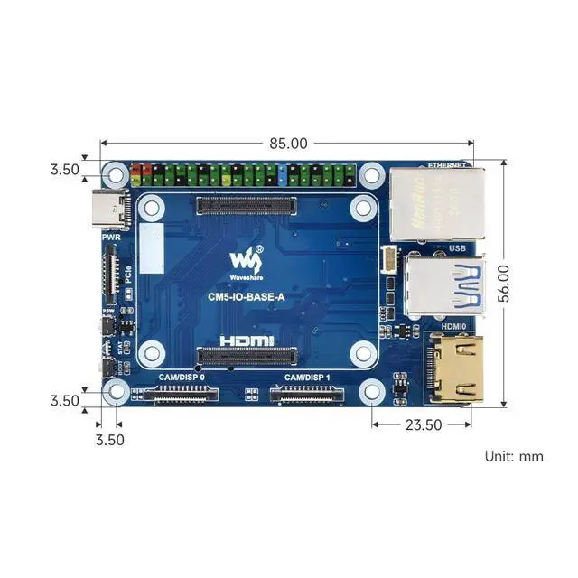 Alt view image 5 of 5 - 5V MINI CM5 IO Base Board for RasPi RPI Raspberry Pi Compute Module 5 Lite eMMC GPIO Carrier Board Expansion Board Breakout Shield Projects Accesorios 4GB 8GB 16GB RAM