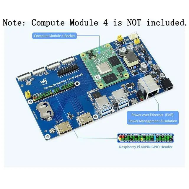 Alt view image 2 of 4 - POE IO I/O Expansion Board USB 3.0 RJ45 Ethernet Interface Hub Breakout for RPI Raspberry Pi Compute Module 4 CM4 Lite 4GB 8GB