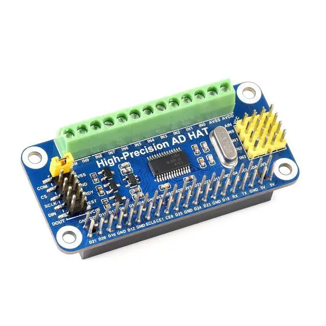 Main image of 10-Channel 32Bit ADC HAT AD Expansion Board for RasPi RPI Raspberry Pi Zero 2 W 2W 3 4 Model B 5 Analog-to-Digital Converter Projects Accessories