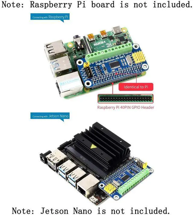 Alt view image 4 of 5 - 10-Channel 32Bit ADC HAT AD Expansion Board for RasPi RPI Raspberry Pi Zero 2 W 2W 3 4 Model B 5 Analog-to-Digital Converter Projects Accessories