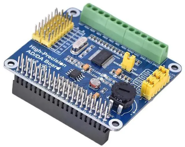 Alt view image 2 of 5 - High-Precision ADC DAC Analog to Digital Expansion Board Shield HAT for RasPi RPI Raspberry Pi Zero 2 W WH 3 3B 4 Model B 4b 5 Projects Zero2 Pi4b pi5 Starter Kit Coding Accessories