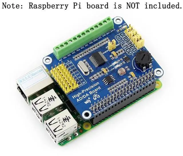 Alt view image 3 of 5 - High-Precision ADC DAC Analog to Digital Expansion Board Shield HAT for RasPi RPI Raspberry Pi Zero 2 W WH 3 3B 4 Model B 4b 5 Projects Zero2 Pi4b pi5 Starter Kit Coding Accessories