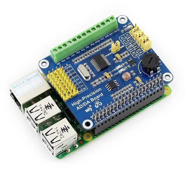 Alt view image 4 of 5 - High-Precision ADC DAC Analog to Digital Expansion Board Shield HAT for RasPi RPI Raspberry Pi Zero 2 W WH 3 3B 4 Model B 4b 5 Projects Zero2 Pi4b pi5 Starter Kit Coding Accessories