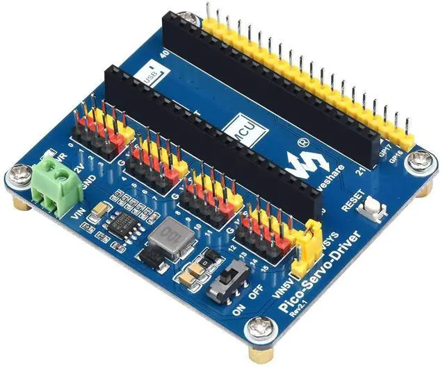 Main image of 16-Channel 16-Bit PWM Servo Motor Driver Module Shield Expander Extension Expansion Board HAT for RPI Raspberry Pi PICO 2 W H WH RP2040 RP2350 Accessories