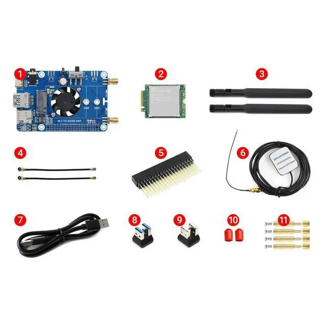 Alt view image 2 of 5 - 4G LTE IoT Projects GPS Hats Cooling Fan Expansion Board for PI5 PI4B RasPi RPI Raspberry Pi 3 4 Model B 5 Development Board Accesorios Set Breakout Shield Complete Starter Kit 2GB 4GB 8GB 16GB RAM