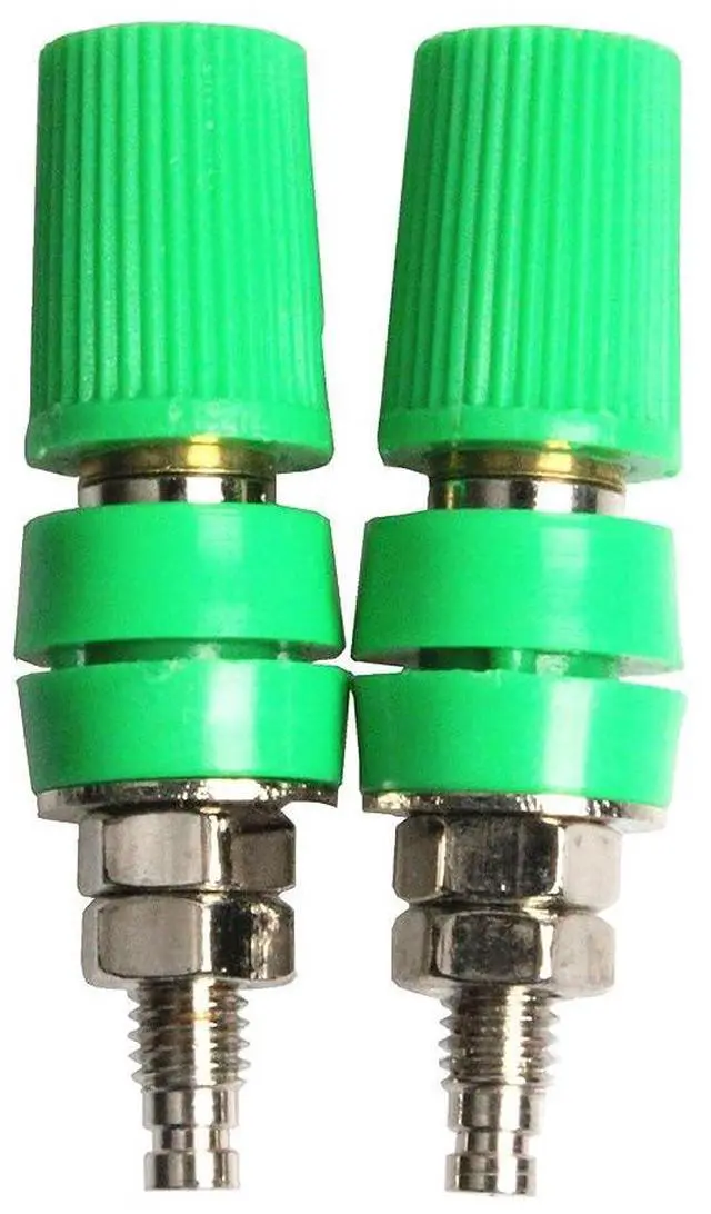 Main image of NOYITO M5 Pure Copper Terminal Binding Post High Current 40A 4mm Banana Plug Socket Red Green Yellow Black Four Colors (Pack of 2) (Green)