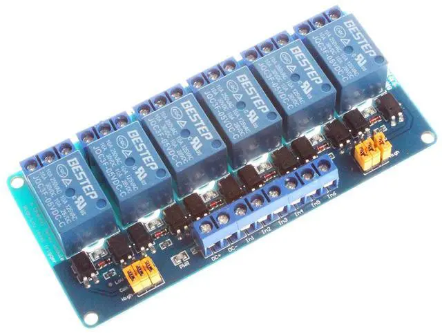 Main image of NOYITO 6-Channel Relay Module 5V 12V 24V High Low Level Trigger with Optocoupler Isolation Relay Load AC 250V 10A DC 30V 10A (DC 12V, Blue)