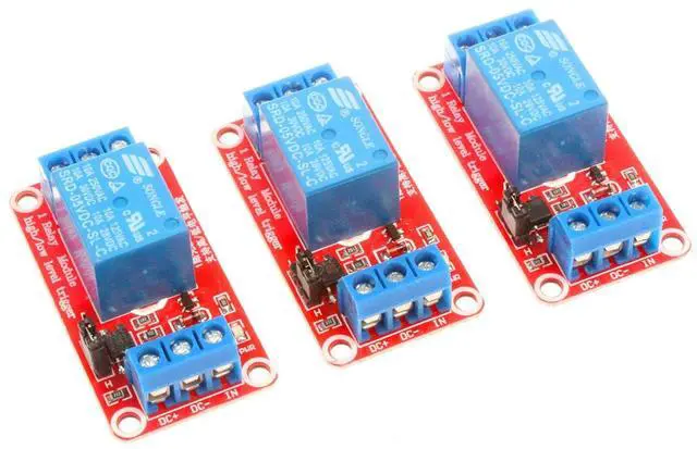 Main image of NOYITO 1 Channel Relay Module with Isolated Optocoupler 5V 12V 24V High Low Level Trigger Module Triggered (Pack of 3) (5V, Red)