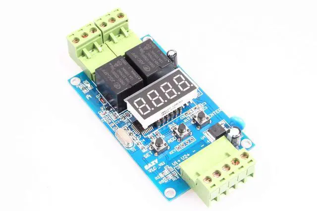 Main image of NOYITO 2-Channel Programmable Time Relay Module Dual Relays Triggered in Turn or Individually 2-Channel 0-99.9V Voltage Detection Control Board Cyclic Timing On Off (24V)