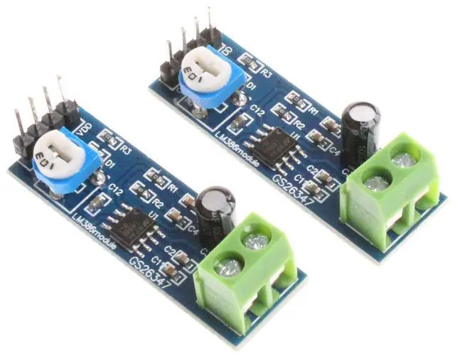 Main image of NOYITO LM386 Audio Amplifier Module 200 Times Gain Onboard 10K Adjustable Resistor Can Adjust the Volume of Amplification (Pack of 2)