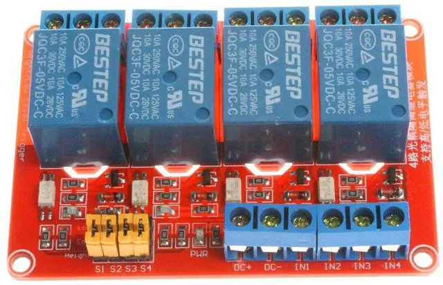 Main image of NOYITO 4-Channel Relay Module 5V 12V 24V High Low Level Trigger with Optocoupler Isolation Relay Load AC 250V 10A DC 30V 10A (DC 24, Red)