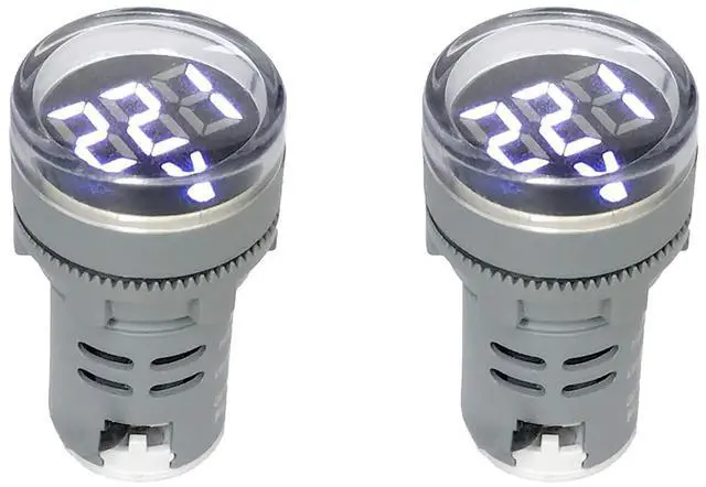 Main image of NOYITO 80-500V AC Digital Voltmeter 110V 220V 380V Red Green Yellow Blue White LCD Digital Display Small Round Head (Pack of 2) (White)