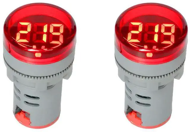 Main image of NOYITO 80-500V AC Digital Voltmeter 110V 220V 380V Red Green Yellow Blue White LCD Digital Display Small Round Head (Pack of 2) (Red)