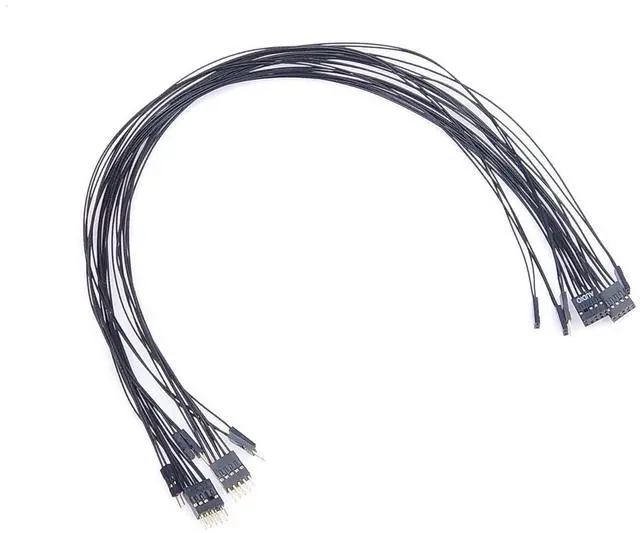 Main image of Motherboard Extension Cable Set Silver Plating Cord Gold-Plated Plug Six Kinds POWE LED HDD LED Power SW Reset SW HD Audio Front USB Extension Cable Length 19 inches Compatible with PC