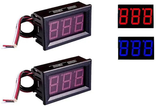 Main image of NOYITO 0.56 inches LED DC Digital Voltmeter 3-Wire 0.00V-30.0V Battery Voltage Tester Red Blue Two Colors Display (Pack of 2) (Blue)