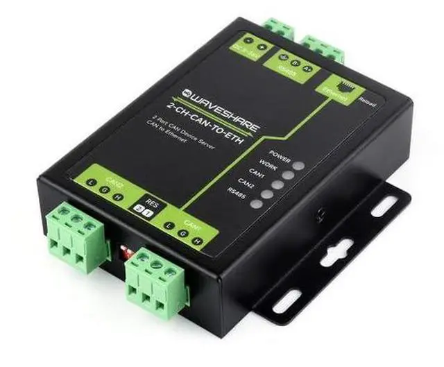 Main image of Industrial Grade 2-Ch CAN to Ethernet Server, 2-Ch CAN + RS485 + Ethernet Port, Supports CAN Repeater/CAN to RS485, Dual Socket @(2-CH-CAN-to-ETH)