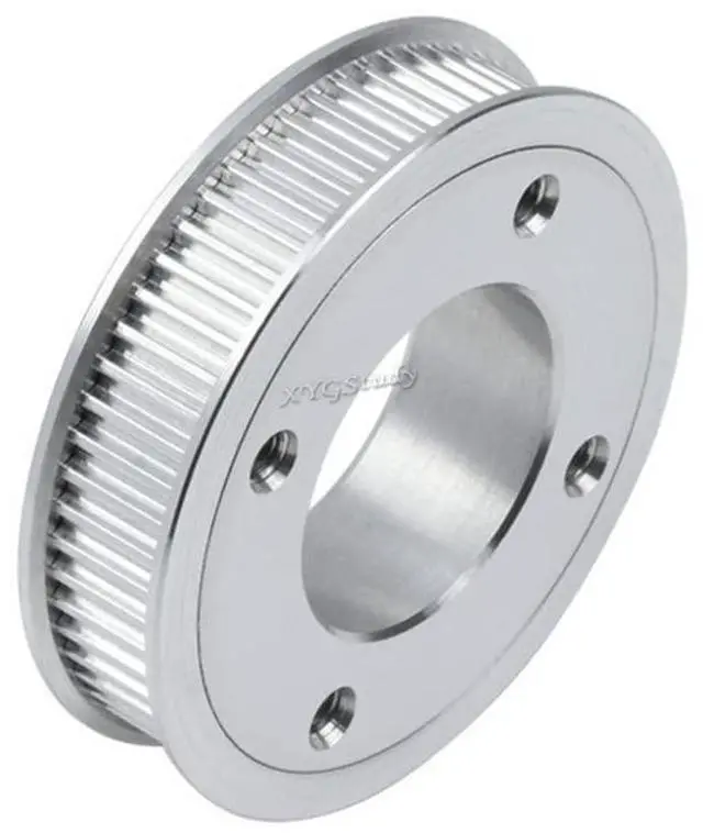 Main image of 2GT 60 Teeth Aluminum Timing Pulley, 19mm Center Bore Diameter, with 4 Flat Holes, Wear Resisting @