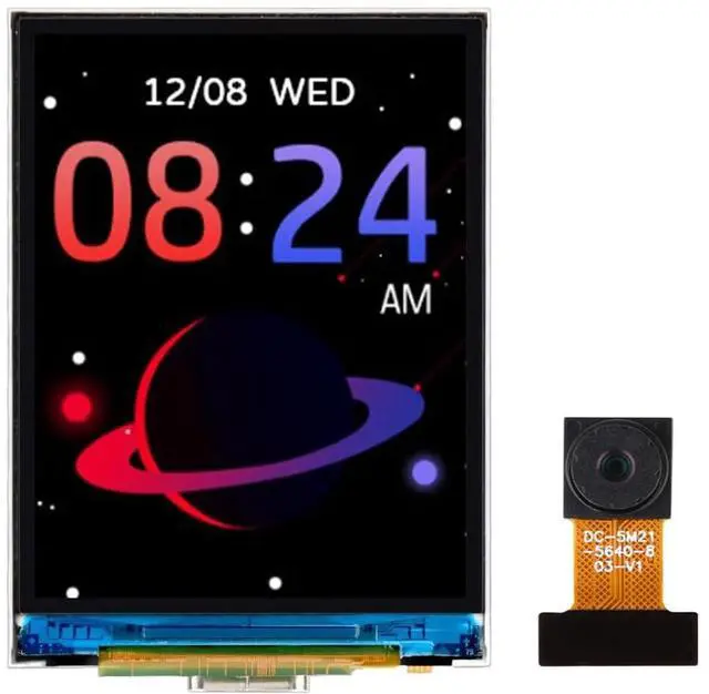 Main image of 2inch ESP32-S3 Display Development Board, 240x320, IPS, 262K Color, 32-Bit LX7 2-Core Processor, Up to 240MHz Frequency, Support WiFi&BT, with OV5640 Camera @(ESP32-S3-LCD-2-C)
