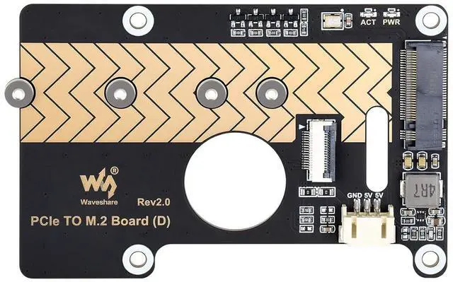 Main image of PCIe to M.2 Adapter Board (D) for Raspberry Pi 5, Compatible with 2280/2260 / 2242/2230 Size NVMe Protocol M.2 SSD @(PCIe to M.2 Board (D))
