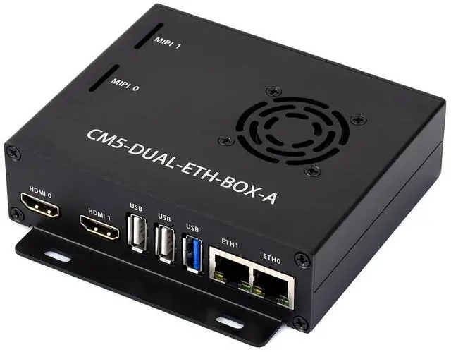Main image of Gigabit / 2.5G Dual Ethernet Base Board for Raspberry Pi Compute Module 5, Dual RJ45 Ethernet Ports, Supports Dual 4K Display Outputs and Dual MIPI Interfaces @(CM5-DUAL-ETH-BOX-A)