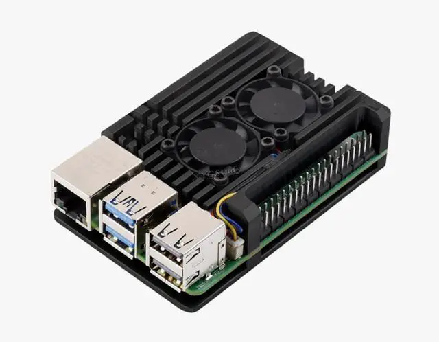 Main image of Aluminium Alloy Case for Raspberry Pi 5 with Dual Cooling Fans, Faster Heat Dissipation @(PI5-CASE-C)