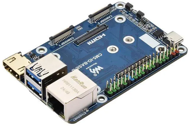Main image of Mini Base Board (B) for Raspberry Pi Compute Module 5, Onboard EEPROM and Encryption Chip, with Connectors Gigabit Ethernet RJ45 M.2 M Key USB 3.2 4-Lane MIPI HDMI etc. @(CM5-IO-BASE-B)