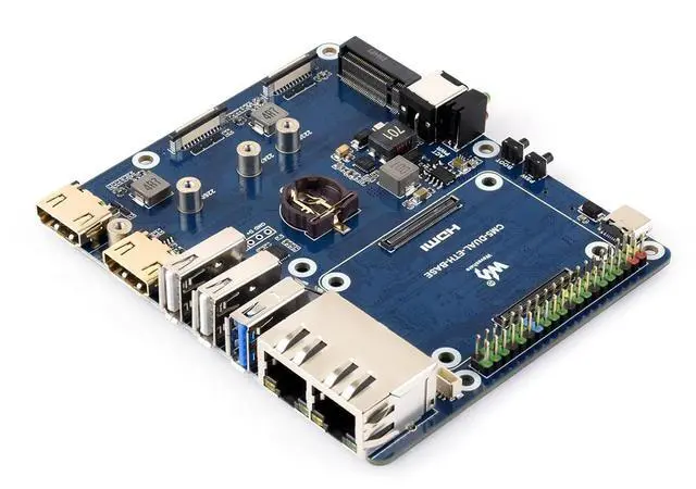 Main image of Gigabit / 2.5G Dual Ethernet Base Board for Raspberry Pi Compute Module 5, Dual RJ45 Ethernet Ports, Supports Dual 4K Display Outputs and Dual MIPI Interfaces @(CM5-DUAL-ETH-BASE)