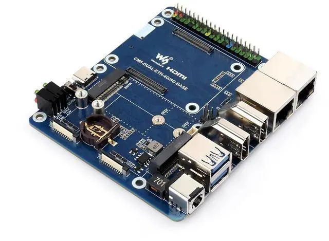 Main image of Dual Ethernet Base Board for Raspberry Pi Compute Module 5, Support 4G/5G and PoE, Dual 4K Display Output, Dual MIPI Interface, Dual USB 3.2 Gen1 Port @(CM5-DUAL-ETH-4G/5G-BASE)