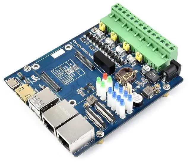 Main image of Dual ETH Quad RS485 Base Board (B) for Raspberry Pi Compute Module 4 with Gigabit Ethernet 4CH Isolated RS485 USB2.0 @(CM4-ETH-RS485-BASE-B)
