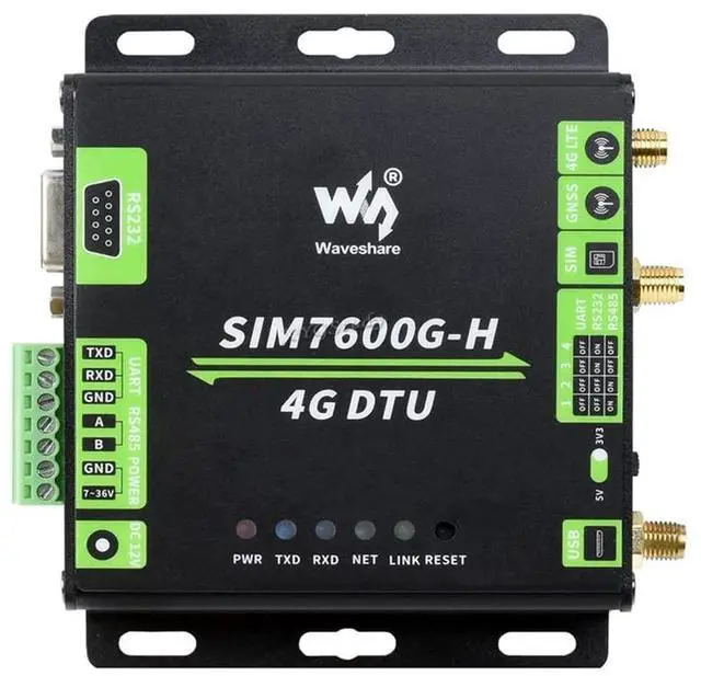 Main image of Industrial Grade SIM7600G-H 4G DTU USB UART/RS232/RS485 Multi Interfaces Communication, LTE Global Band Support