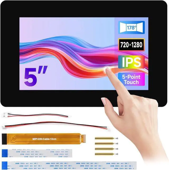 Main image of 5inch DSI Capacitive Touch Display for Raspberry Pi ESP32-P4 etc., 720×1280 Pixels, IPS Panel, 5-Point Touch, Optical Bonding Toughened Glass Panel @(5-DSI-Touch-B)