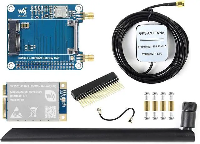 Main image of SX1302 915M LoRaWAN Gateway HAT for Raspberry Pi with Standard Mini-PCIe Socket Long Range Transmission Large Capacity Support Multi-Band @