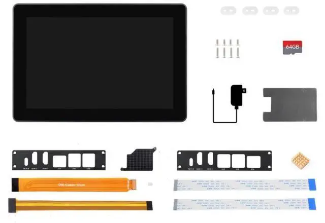 Main image of Industrial HMI All-in-one 10.1inch Touch Display Compatible with Raspberry Pi (Not Included), Supports Dual 4K HDMI Output, 10-Point Touch, Aluminum Alloy Case @(RPI-HMI-101D-ACCE)