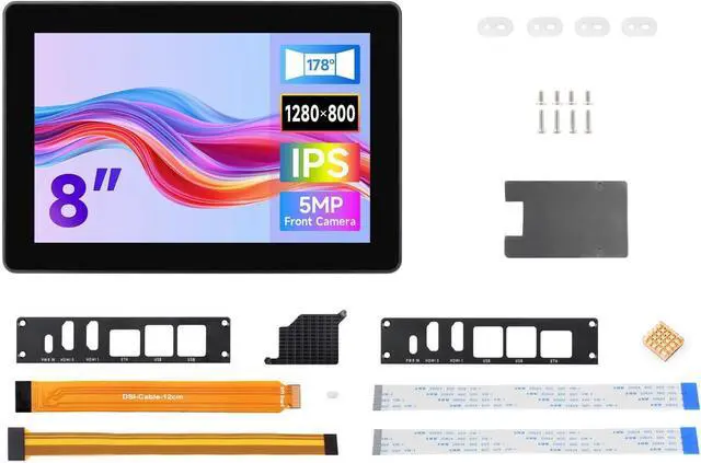 Main image of Industrial HMI All-in-one Touch Display for Raspberry Pi 4 5, 8inch Screen Monitor, Dual 4K HDMI Output, 10-Point Touch @(RPI-HMI-080D-ACCE-B)