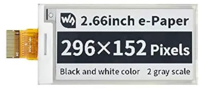 Main image of 2.66 inch e-Paper E-Ink Raw Display 296×152 Pixels Screen Black/White Dual-Color SPI Interface Without PCB for Raspberry Pi @